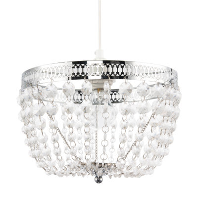 Happy Homewares Traditional Vintage Chrome Pendant Lighting Shade With Clear Acrylic - image 1