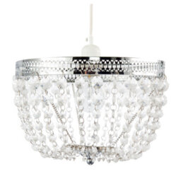 Happy Homewares Traditional Vintage Chrome Pendant Lighting Shade With Clear Acrylic - thumbnail 5