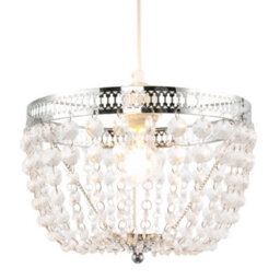 Happy Homewares Traditional Vintage Chrome Pendant Lighting Shade With Clear Acrylic - thumbnail 2