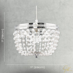 Happy Homewares Traditional Vintage Chrome Pendant Lighting Shade With Clear Acrylic - thumbnail 7