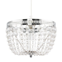 Happy Homewares Traditional Vintage Chrome Pendant Lighting Shade With Clear Acrylic - thumbnail 1
