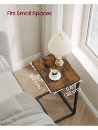LEDREM C-Shaped Side Table, Set Of 2, Bedside Table, Sofa Side Table, With Metal Frame, Industrial,rustic Brown And Ink Black - thumbnail 4
