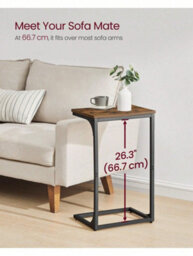LEDREM C-Shaped Side Table, Set Of 2, Bedside Table, Sofa Side Table, With Metal Frame, Industrial,rustic Brown And Ink Black - thumbnail 3