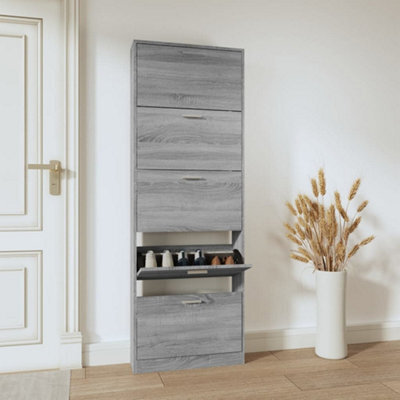 Berkfield Shoe Cabinet Grey Sonoma 59X17X169 Cm Engineered Wood - image 1