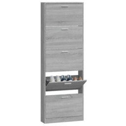 Berkfield Shoe Cabinet Grey Sonoma 59X17X169 Cm Engineered Wood - thumbnail 4
