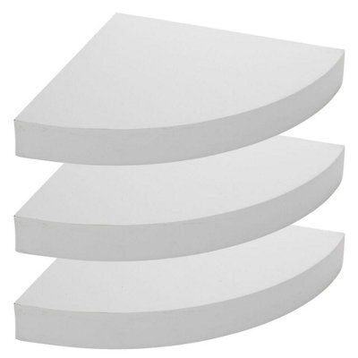 Urbn-Living Urbnliving 3 X Floating Wooden Wall Mount Corner Shelf Display Unit Mdf Shelf Book Storage - image 1