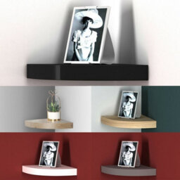 Urbn-Living Urbnliving 3 X Floating Wooden Wall Mount Corner Shelf Display Unit Mdf Shelf Book Storage - thumbnail 3