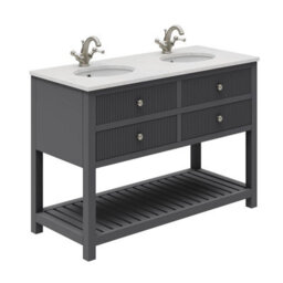 Plum&clay Harper Ribbed Grey Double Freestanding Vanity Unit & Basin Set (W)1200mm - thumbnail 3