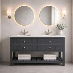 Plum&clay Harper Ribbed Grey Double Freestanding Vanity Unit & Basin Set (W)1200mm - thumbnail 2