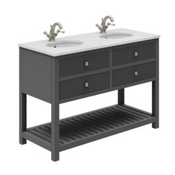 Plum&clay Harper Ribbed Grey Double Freestanding Vanity Unit & Basin Set (W)1200mm