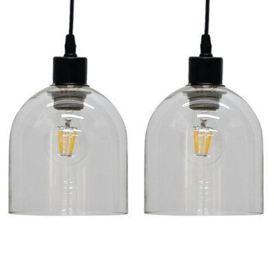 First Choice Lighting Set Of 2 Belten Clear Glass Cloche Easy Fit Pendant Shades - image 1