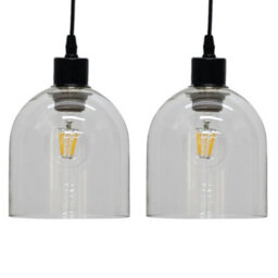 First Choice Lighting Set Of 2 Belten Clear Glass Cloche Easy Fit Pendant Shades - thumbnail 1