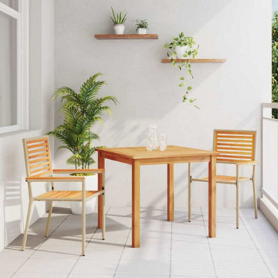 Walplus Garden Dining Set 3 Pcs Beige Poly Rattan - image 1