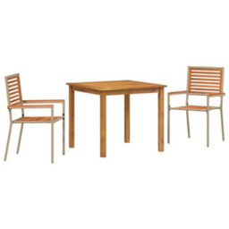 Walplus Garden Dining Set 3 Pcs Beige Poly Rattan - thumbnail 2