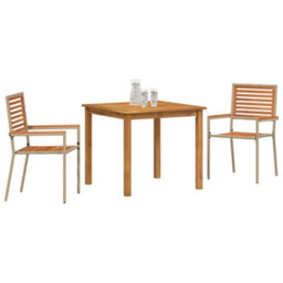 Walplus Garden Dining Set 3 Pcs Beige Poly Rattan - thumbnail 3