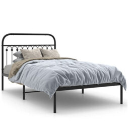 Berkfield Metal Bed Frame Without Mattress With Headboard Black 107X203Cm - thumbnail 2