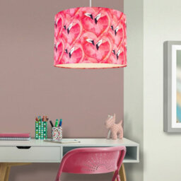 Printed Pink Flamingo Cylinder Lamp Shade (D)30Cm