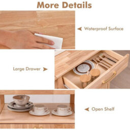 Drop Leaf Kitchen Trolley On Wheels With Storage Cabinet - thumbnail 5