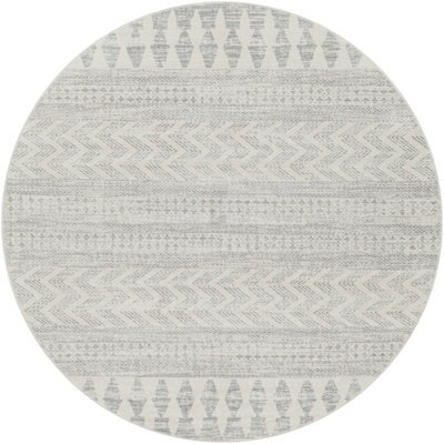 Livabliss Round Roma-Modern Grey Off-White Charcoal Living Dining Bedroom Rug 200 X 200 Cm Easy Care, Non Shedding - image 1