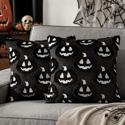 Amorly Halloween Fall Thanksgiving Pumpkin Throw Pillow Covers, Black Soft Plush Faux Wool Cushion Cases,18Inch Decor For Sofa,home,patio - image 1
