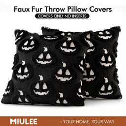Amorly Halloween Fall Thanksgiving Pumpkin Throw Pillow Covers, Black Soft Plush Faux Wool Cushion Cases,18Inch Decor For Sofa,home,patio - thumbnail 7