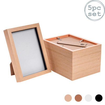 "Nicola Spring A5 (6 X 8"") Photo Frames - Light Wood 3D Photo Frame Picture Frame Box Portrait Display Case (23.5 X 17Cm) Set Of 5" - image 1