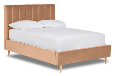 Divan Base Direct Solara Vertical Paneled Fabric Bed Base Only 6Ft Super King- Verlour Mink