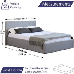 Home Treats Side Lift Ottoman Bed Frame Small Double With Under Bed Storage & Mattress - thumbnail 5