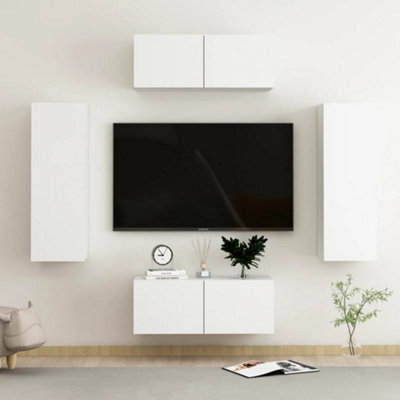 Berkfield 4 Piece Tv Cabinet Set White Engineered Wood - image 1