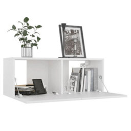 Berkfield 4 Piece Tv Cabinet Set White Engineered Wood - thumbnail 4