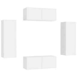 Berkfield 4 Piece Tv Cabinet Set White Engineered Wood - thumbnail 2