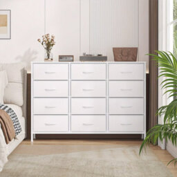 White 12 Drawer Dresser For Bedroom, Fabric Dressers & Chests Of Drawers - thumbnail 4