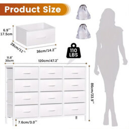 White 12 Drawer Dresser For Bedroom, Fabric Dressers & Chests Of Drawers - thumbnail 2