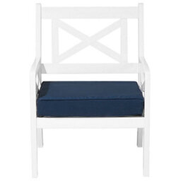 Beliani Coastal Garden Chair - White Acacia Wood With Blue Removable Cushion, Armrests, W65 X D69 X H90Cm - thumbnail 3