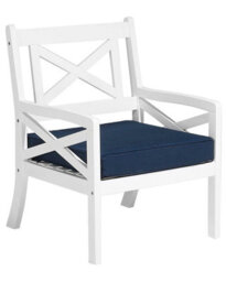 Beliani Coastal Garden Chair - White Acacia Wood With Blue Removable Cushion, Armrests, W65 X D69 X H90Cm - thumbnail 2