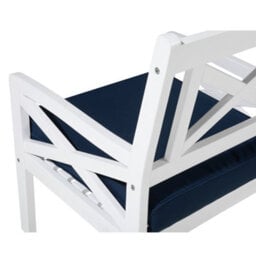 Beliani Coastal Garden Chair - White Acacia Wood With Blue Removable Cushion, Armrests, W65 X D69 X H90Cm - thumbnail 4
