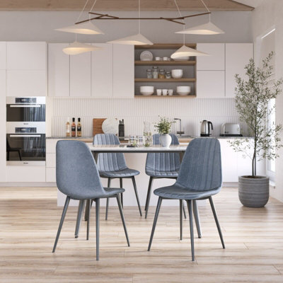 Urbn-Living Urbnliving Anti Stain Velvet Dining Chairs Padded Seat Metal Legs For Kitchen Office, 4Xjeans - image 1