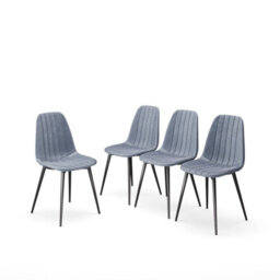 Urbn-Living Urbnliving Anti Stain Velvet Dining Chairs Padded Seat Metal Legs For Kitchen Office, 4Xjeans - thumbnail 4