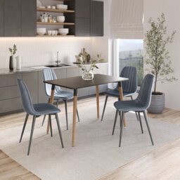 Urbn-Living Urbnliving Anti Stain Velvet Dining Chairs Padded Seat Metal Legs For Kitchen Office, 4Xjeans - thumbnail 2