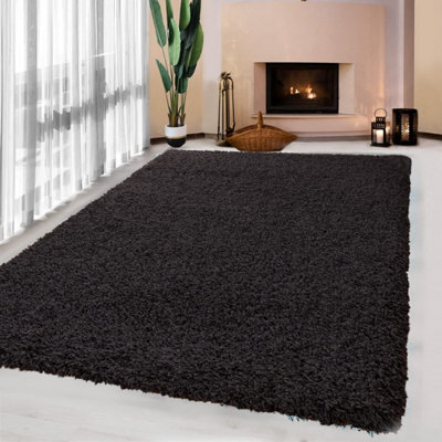 UETIAN Luxurious Shaggy Rugs Soft Extra Thick Area Rugs Heavy 5Cm Dense Pile For Living Room Bedroom Hallway (Black, 60 X 110Cm) - image 1