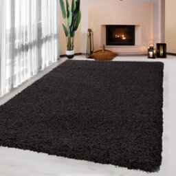 UETIAN Luxurious Shaggy Rugs Soft Extra Thick Area Rugs Heavy 5Cm Dense Pile For Living Room Bedroom Hallway (Black, 60 X 110Cm) - thumbnail 1