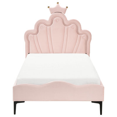 Wyld And Coco Velvetglow Pink Velvet Upholstered Bed Frame With Led Headboard, 3Ft Eu Single - image 1