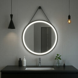 ASRA Bathroom Mirror Round Led 80Cm Black Frame, Anti-Fog Demister, Touch Sensor, Dimmable With 3 Colour Modes - thumbnail 2