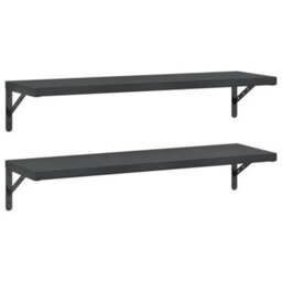 Berkfield Wall Shelves 2 Pcs 100X30 Cm Black Stainless Steel - thumbnail 2