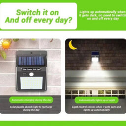 6 Pack Outdoor Solar Led Wall Lights With Motion Sensor, Ip65 Waterproof Garden Security Floodlight - thumbnail 3
