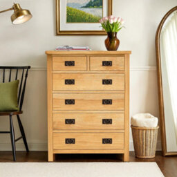 Surrey Oak 2 Over 4 Chest Of Drawers Fully Assembled - By Roseland Furniture - thumbnail 2