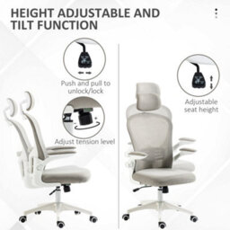 Vinsetto Mesh Office Chair With Headrest, 4D Lumbar Support, Flip-Up Arm - thumbnail 4