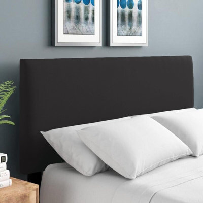 "Adore Designs Plain Victoria Plush Velvet 4Ft6 Double 20"" Headboard -  Black"