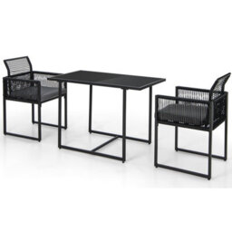 Costway 3 Pieces Outdoor Dining Set Patio Pe Rattan Furniture Set-Gray - thumbnail 9