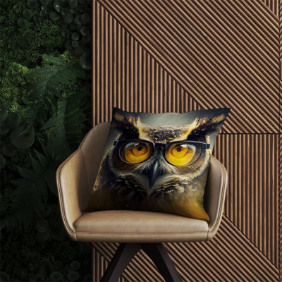 Warren Reed Designer Owl Splashart Outdoor Cushion 60Cm X 60Cm